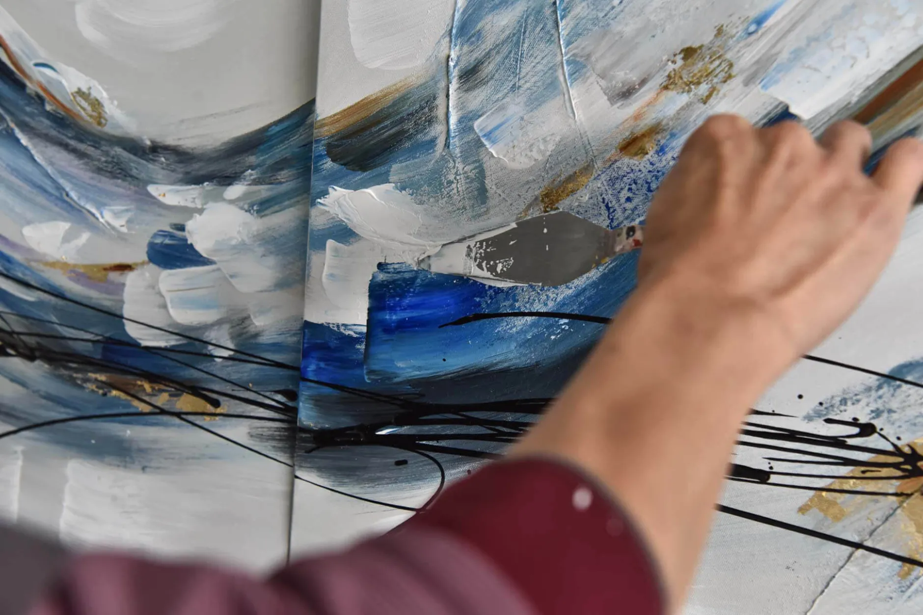 Acryl Gemälde 'Singendes Wasser' 150x50cm