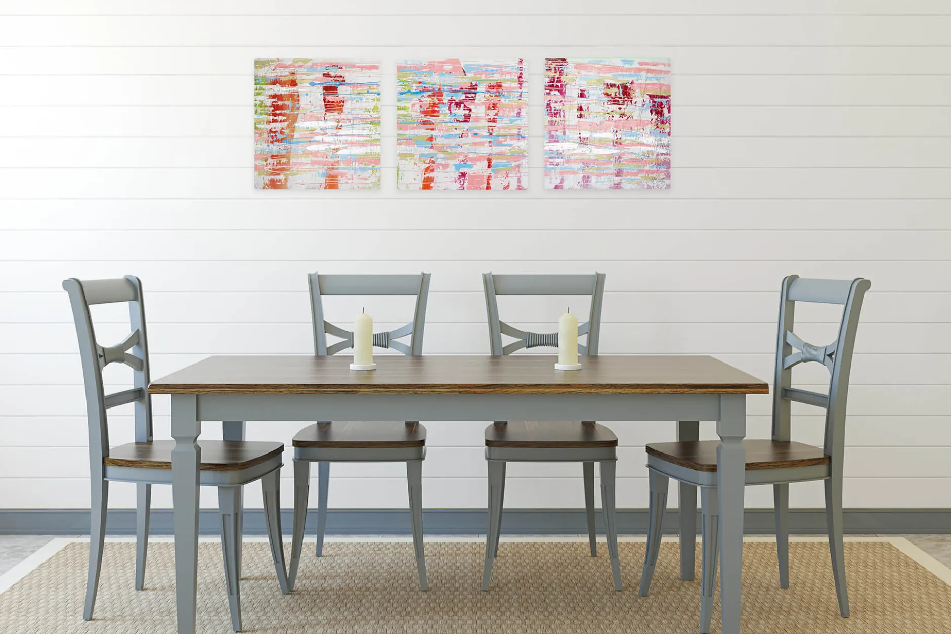 Acryl Gemälde 'Welt in Rosa' 150x50cm