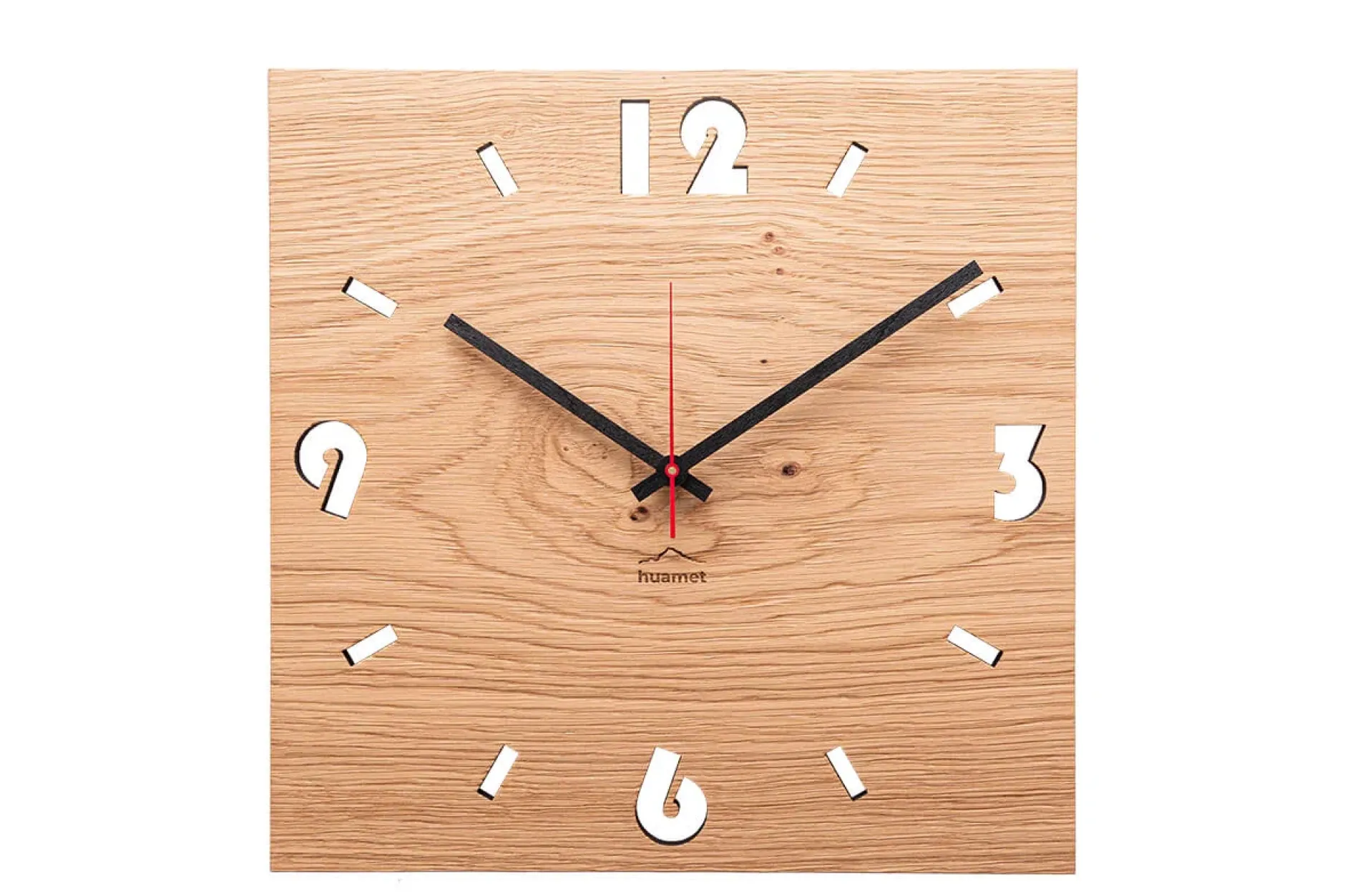 Design Wanduhr 'Duhrchbruch Eiche eckig'