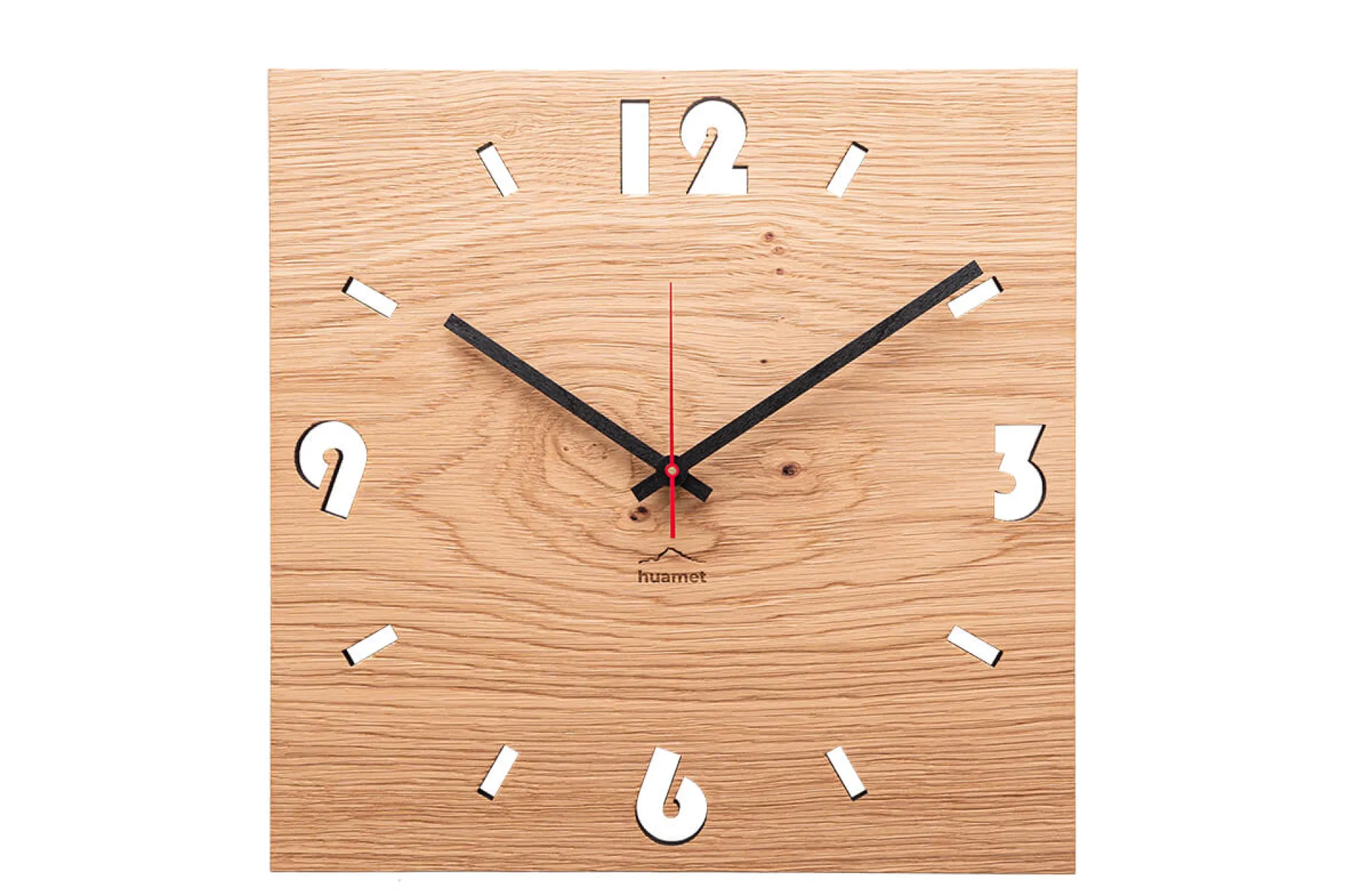 Design Wanduhr 'Duhrchbruch Eiche eckig'