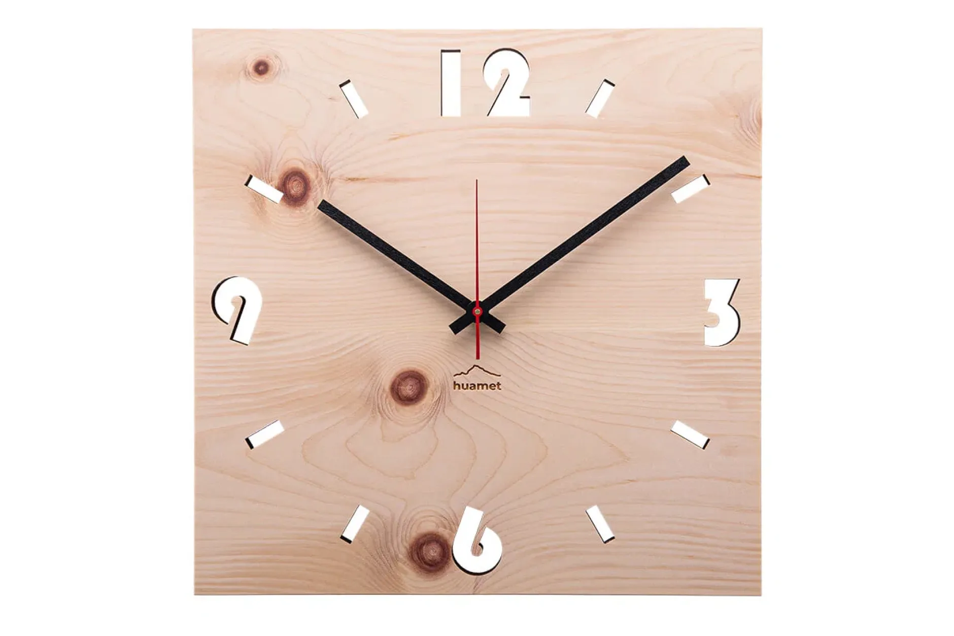 Design Wanduhr 'Duhrchbruch Zirbe eckig'