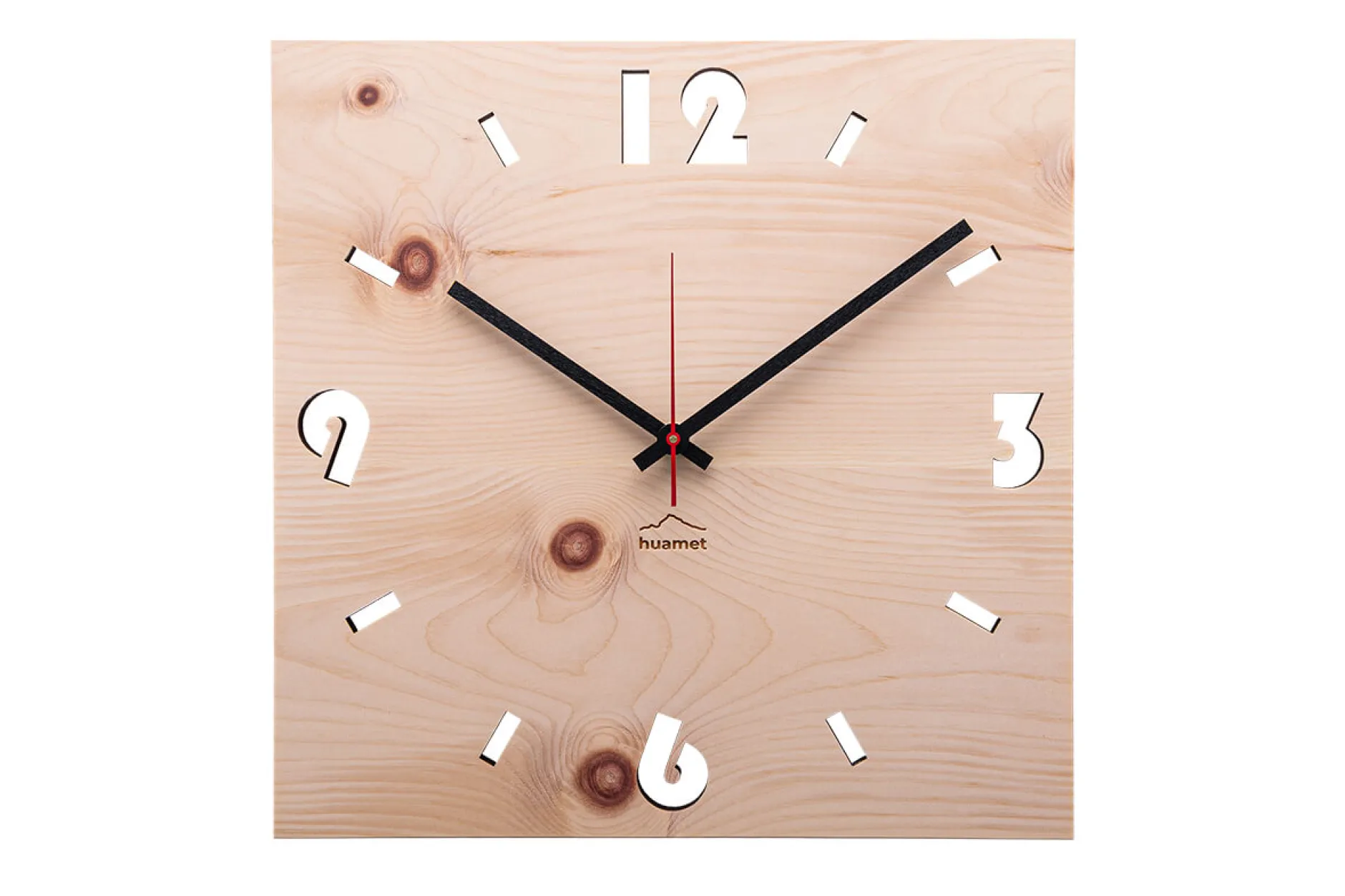 Design Wanduhr 'Duhrchbruch Zirbe eckig'