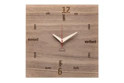 Design Wanduhr 'Kultuhr Nuss eckig'