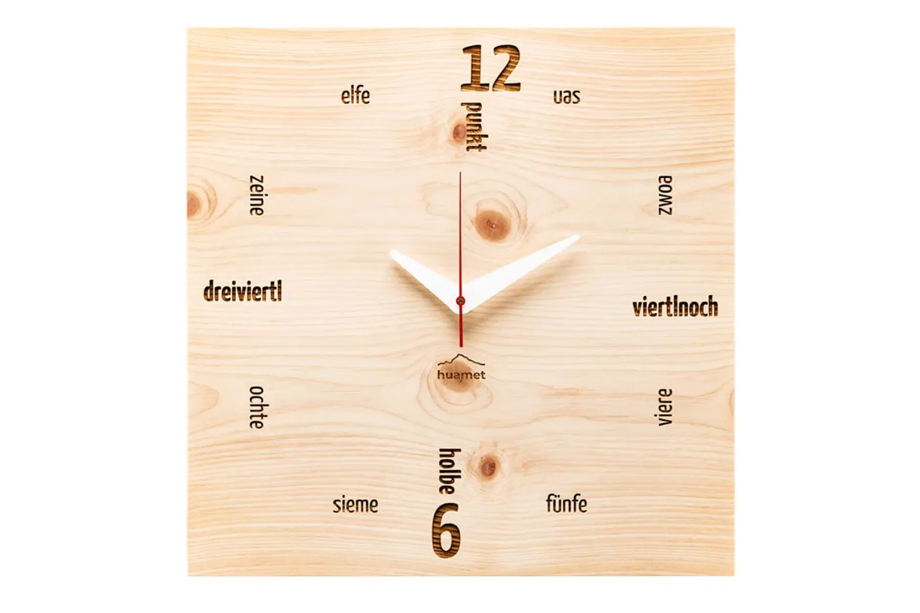 Design Wanduhr 'Kultuhr Zirbe eckig'
