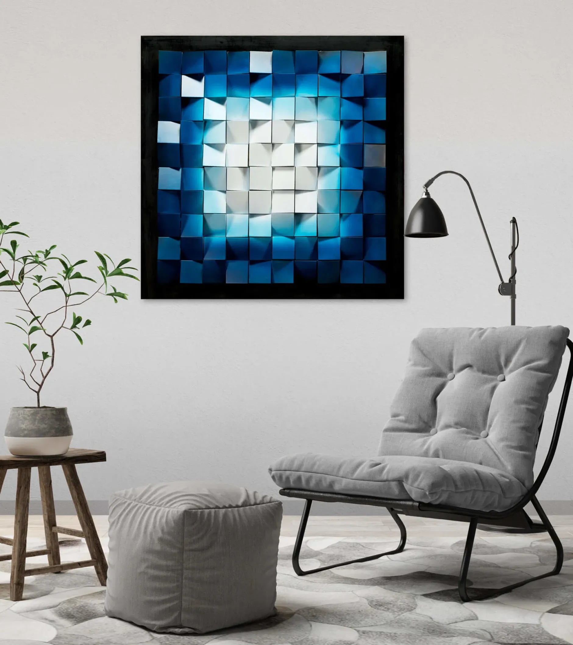 3D Wandbild 'Glanz mit Tiefe' 75x75x7cm