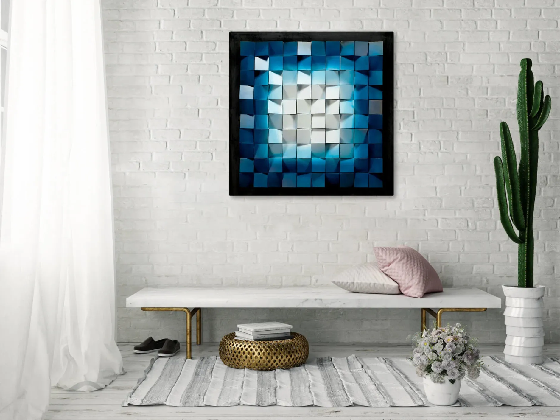 3D Wandbild 'Glanz mit Tiefe' 75x75x7cm