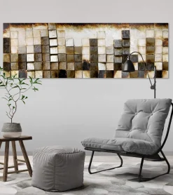 3D Wandbild 'Goldglanz im Zentrum' 144x43x7cm