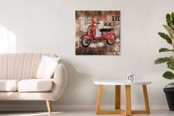 3D Wandbild 'Retro Motorroller' 80x80x6,5cm