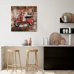 3D Wandbild 'Retro Motorroller' 80x80x6,5cm