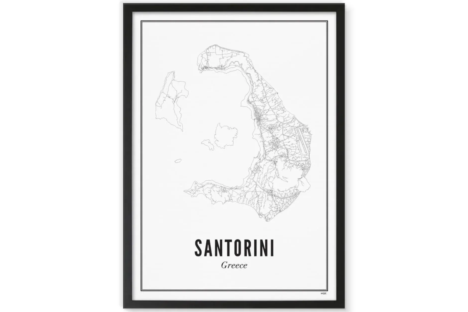 Gerahmtes Karten-Poster 'Away in Santorini, Greece' 21x30cm