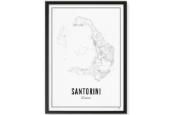 Gerahmtes Karten-Poster 'Away in Santorini, Greece' 21x30cm