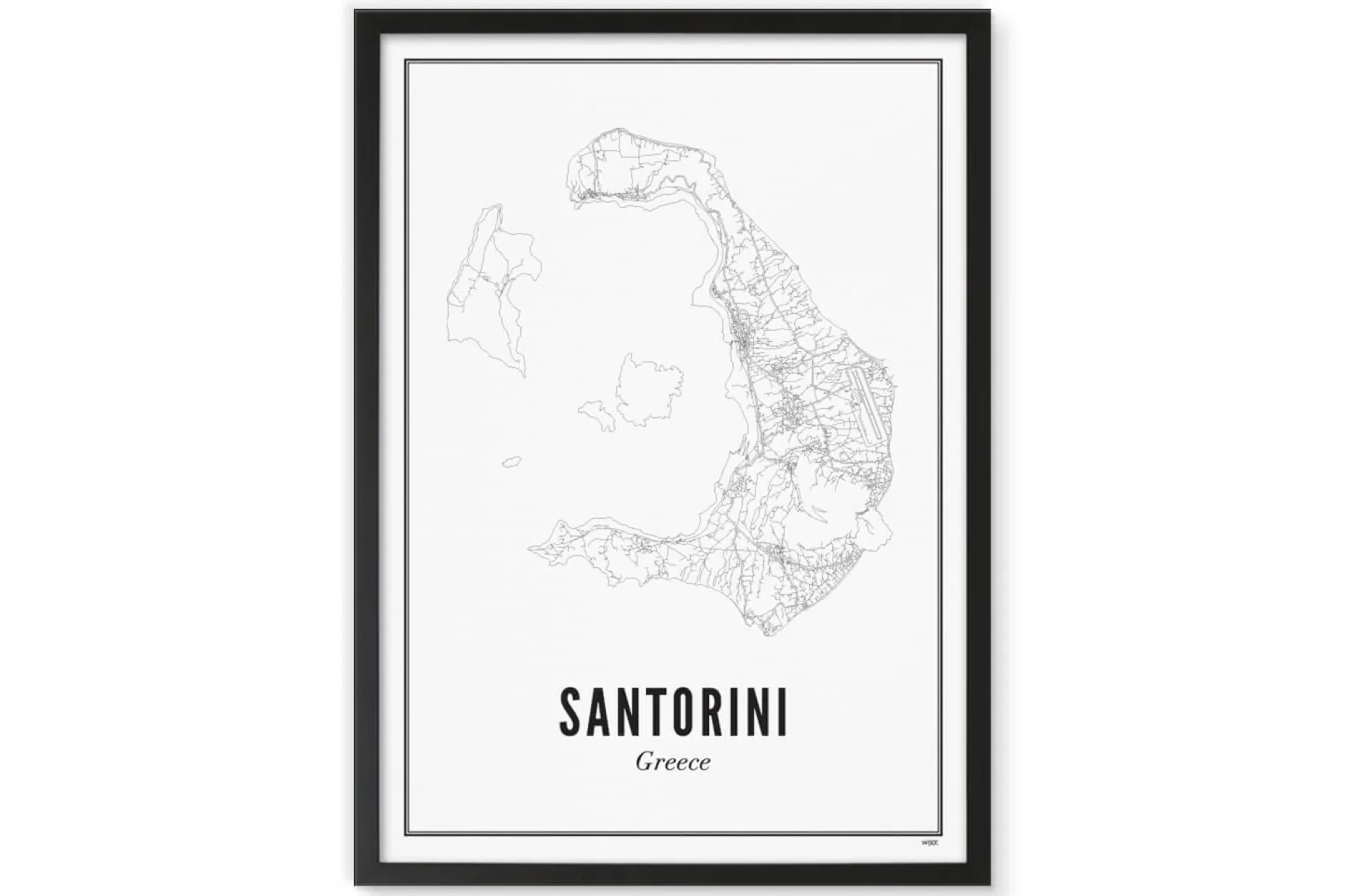 Gerahmtes Karten-Poster 'Away in Santorini, Greece' 21x30cm