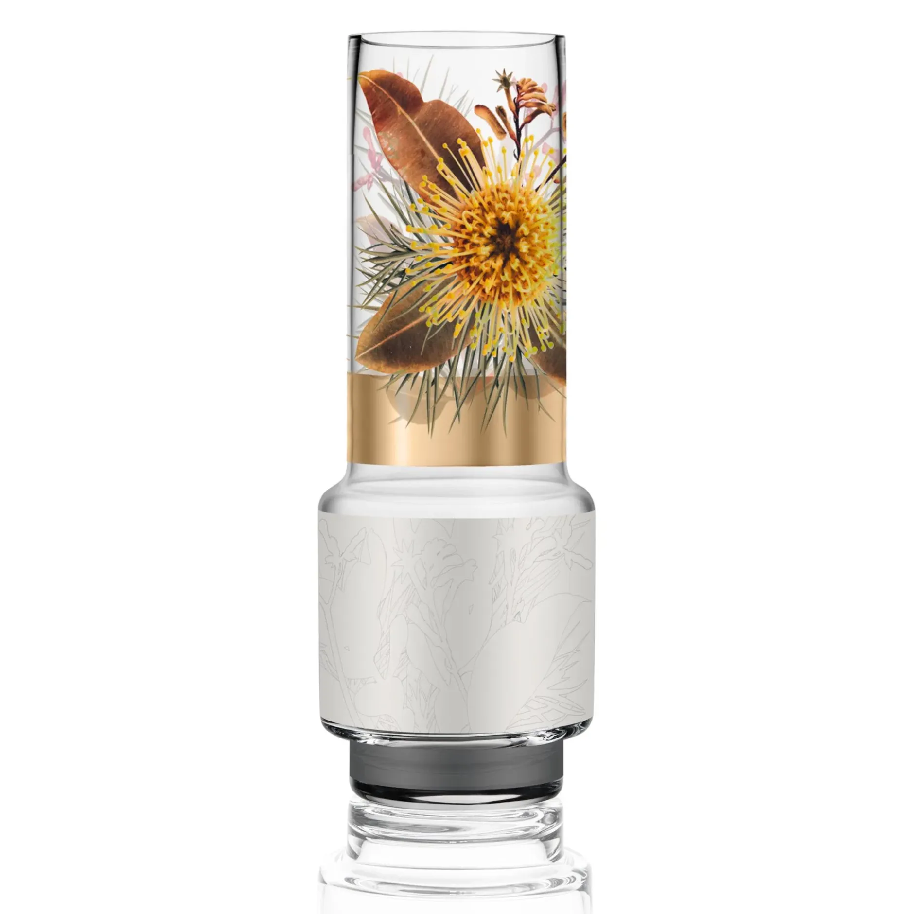 Glas Vase 'Golden Floral Bloom' von Goebel 9x32x9cm