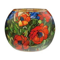 Glas Vase 'Poppy Symphony' von Louis Comfort Tiffany 10x22x26cm