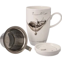 Goebel Teetasse mit Sieb und Deckel 'Mittagspause'