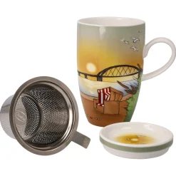 Goebel Teetasse mit Sieb und Deckel 'Seaview'