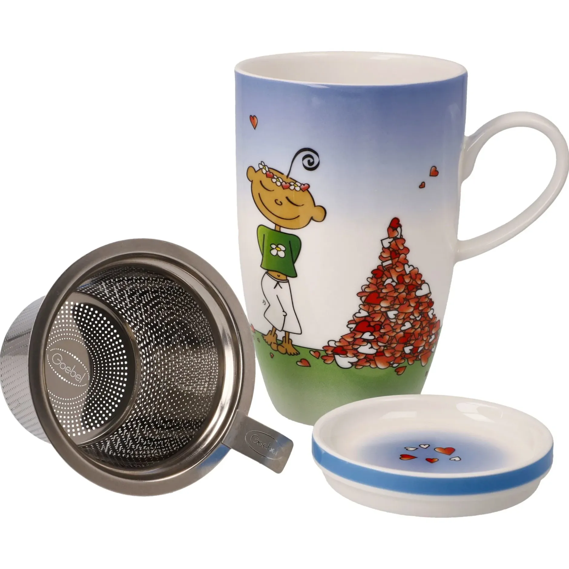 Goebel Teetasse mit Sieb und Deckel 'Für Dich'
