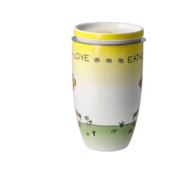 Goebel Teetasse mit Sieb und Deckel 'Eat Chill Love'