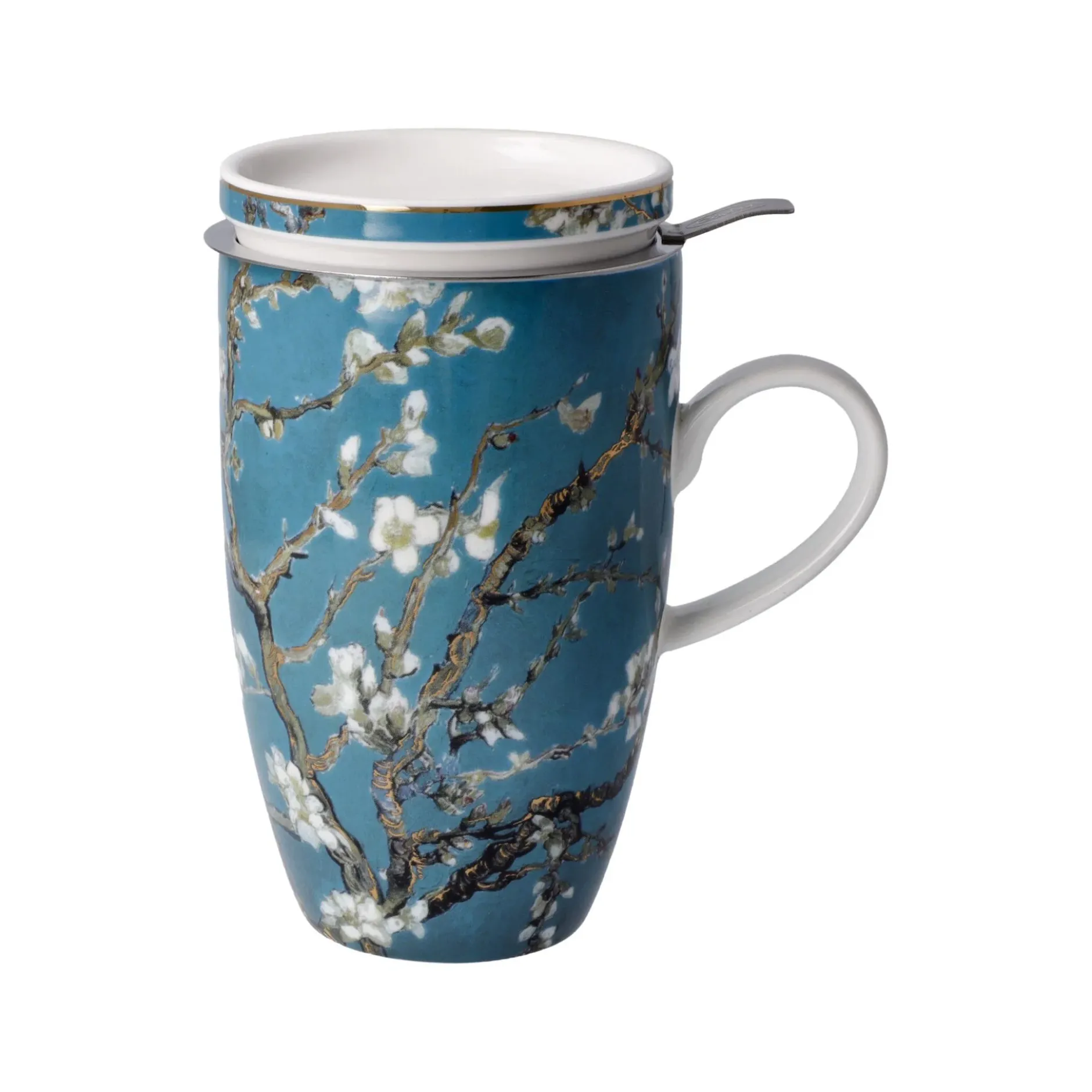 Goebel Teetasse mit Sieb und Deckel 'Mandelbaum'