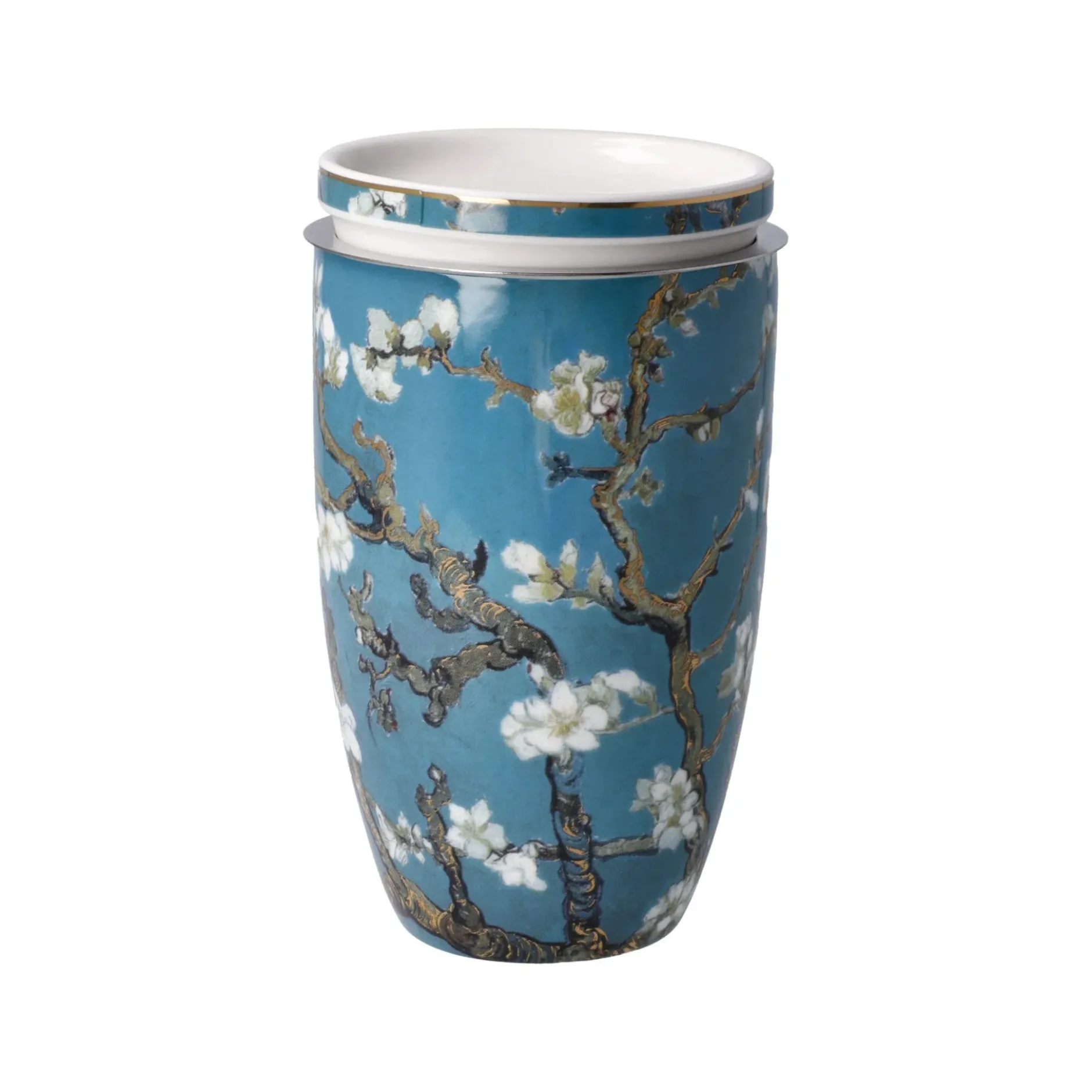 Goebel Teetasse mit Sieb und Deckel 'Mandelbaum'