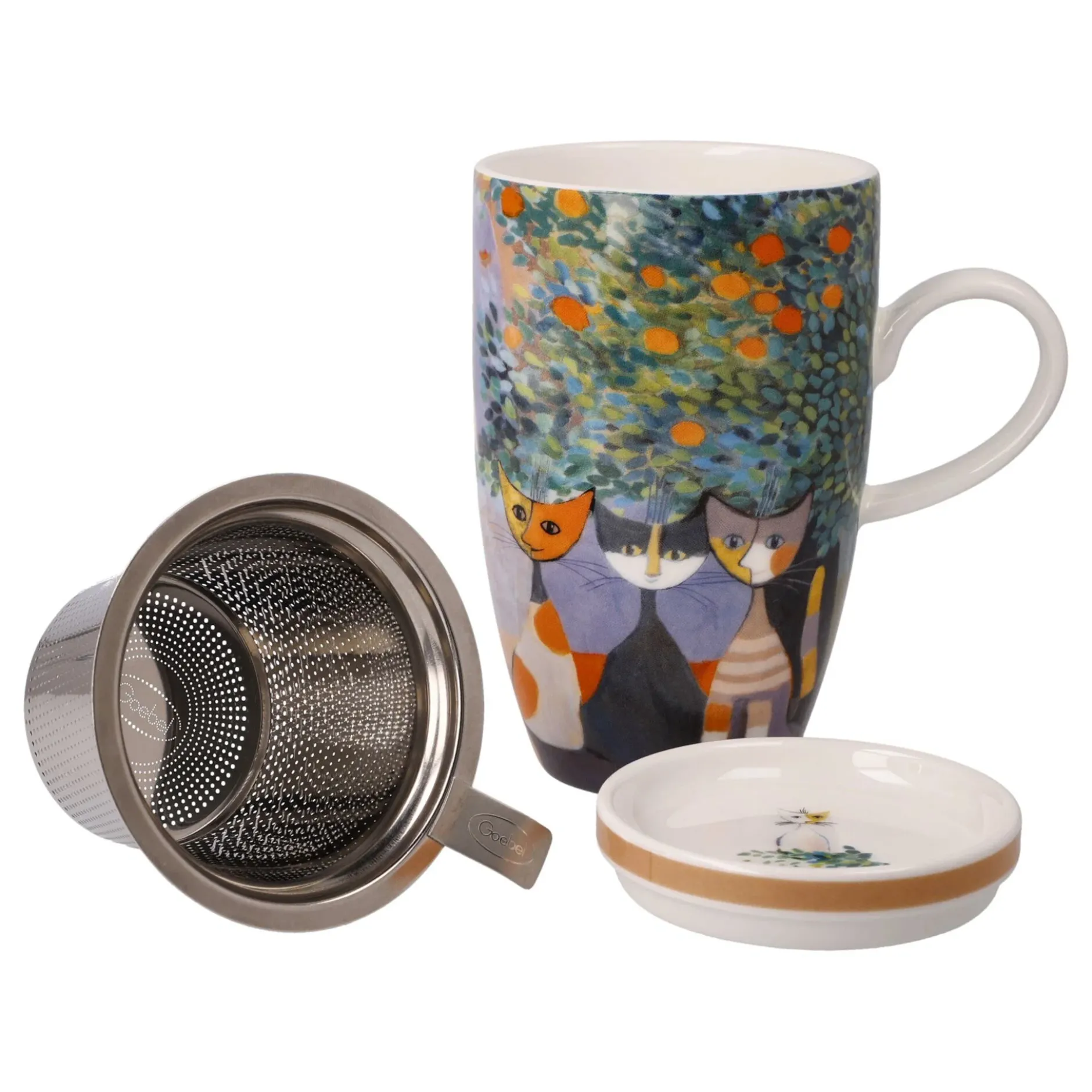 Goebel Teetasse mit Sieb und Deckel 'Tempi felici'