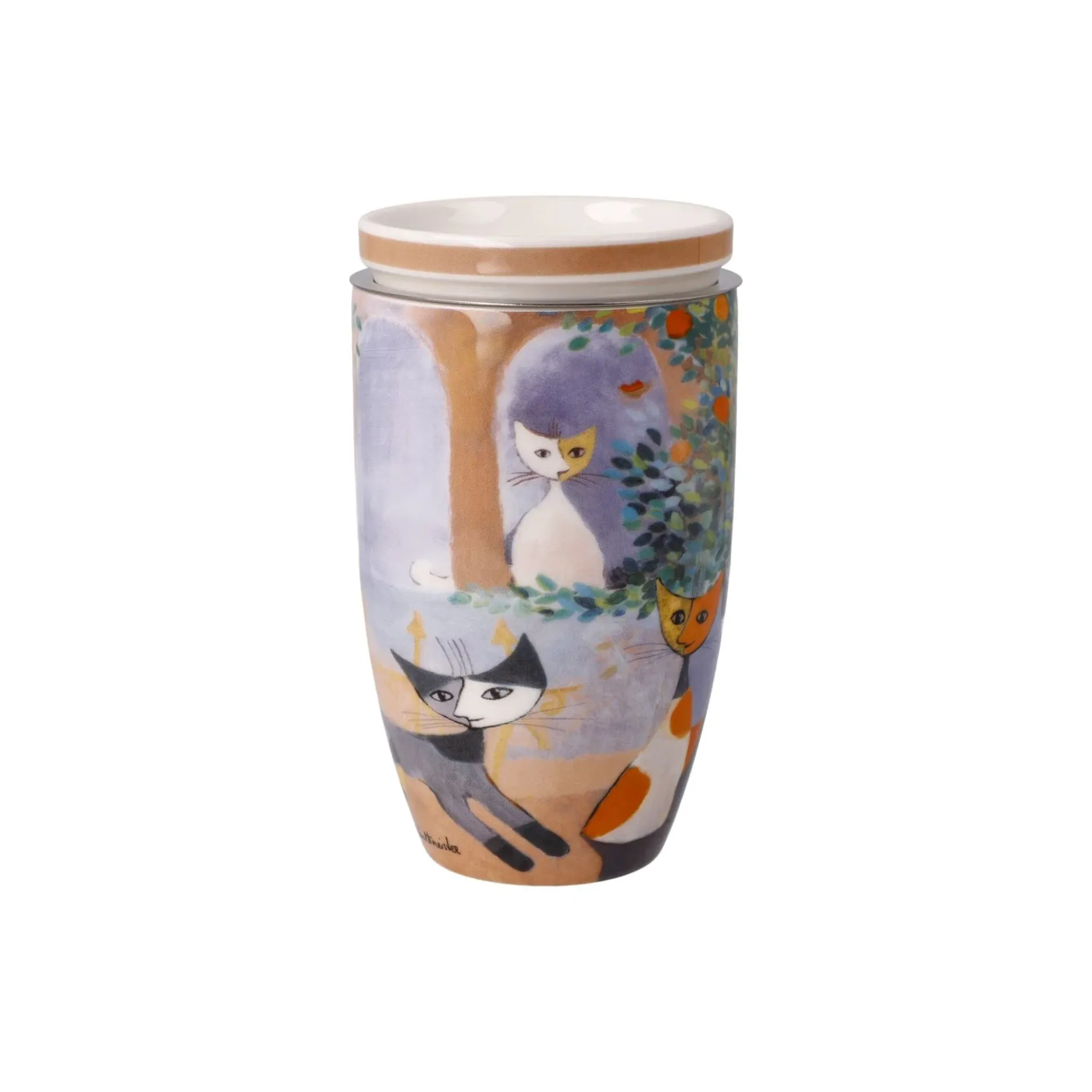 Goebel Teetasse mit Sieb und Deckel 'Tempi felici'