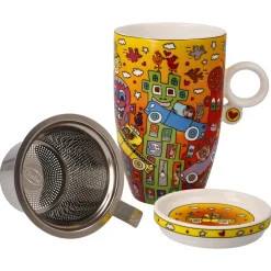 Goebel Teetasse mit Sieb und Deckel 'Around Traffic'