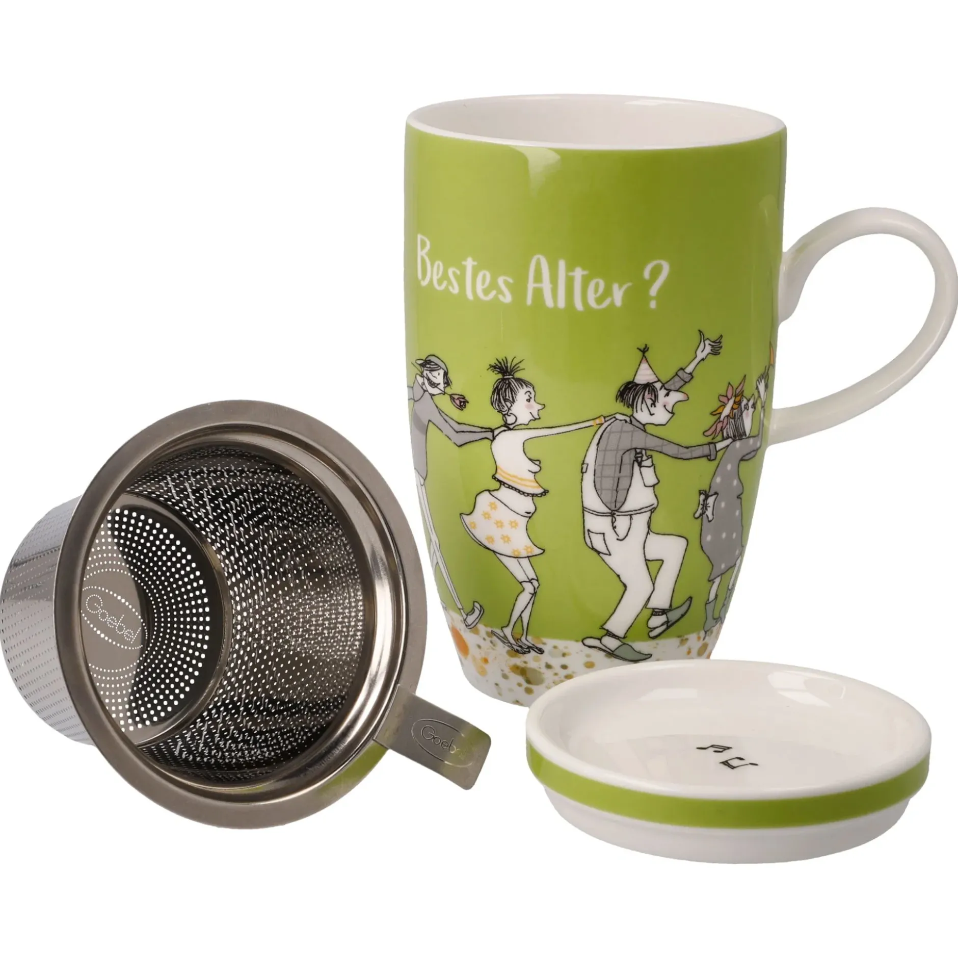 Goebel Teetasse mit Sieb und Deckel 'Bestes Alter'
