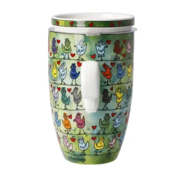 Goebel Teetasse mit Sieb und Deckel 'Birds on a Love Wire'