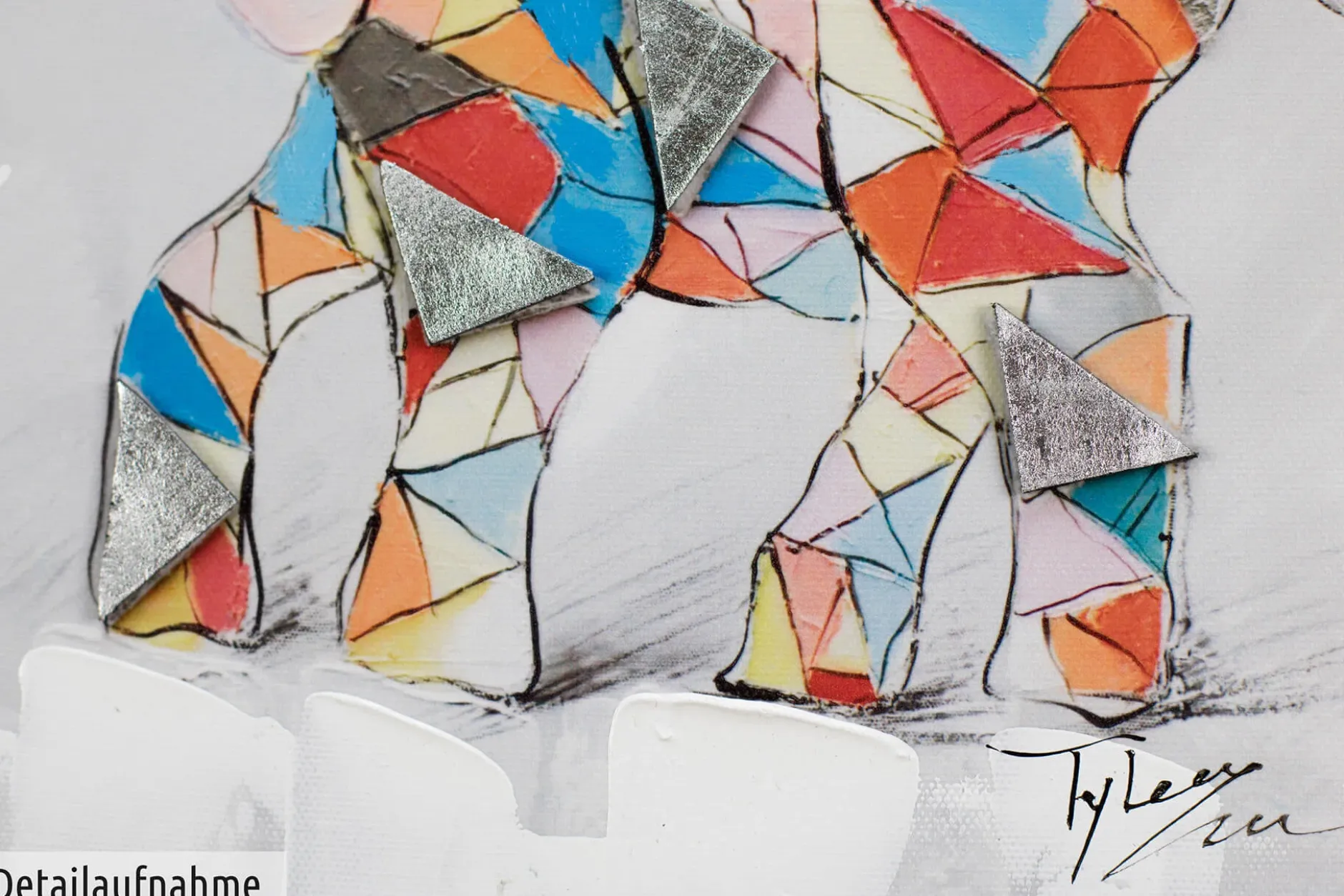 Handbemalter Kunstdruck 'Der erste Schultag' 25x25cm