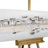 Handbemalter Kunstdruck 'Little Port Town' 150x50cm
