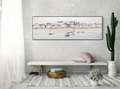 Handbemalter Kunstdruck 'Little Port Town' 150x50cm
