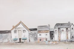 Handbemalter Kunstdruck 'Little Port Town' 150x50cm