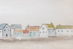 Handbemalter Kunstdruck 'Little Port Town' 150x50cm