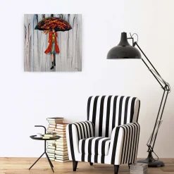 Handgemaltes Gemälde 'Alice im Regen' 60x60cm | inkl. Echtheitszertifikat