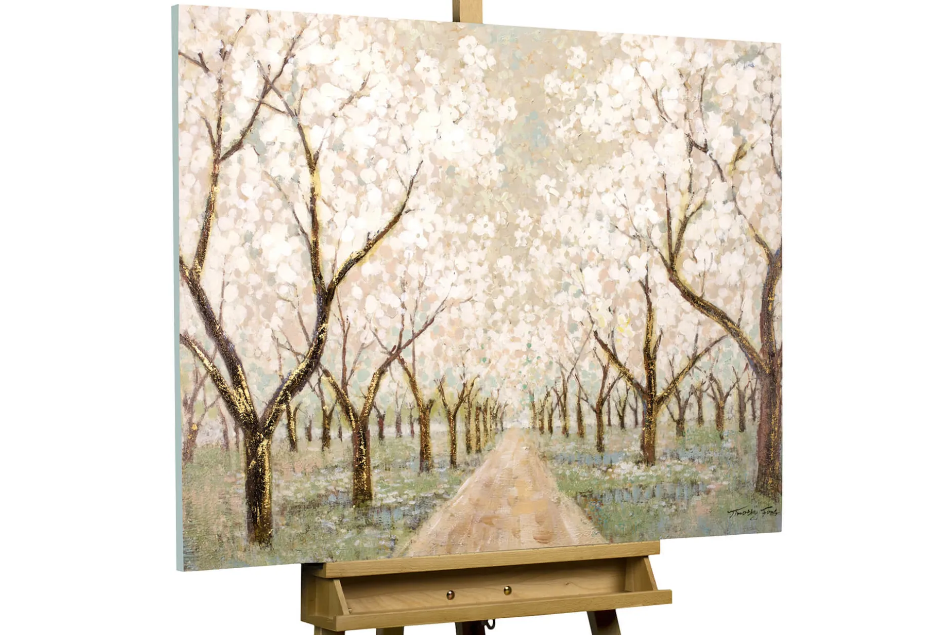 Handgemaltes Gemälde 'Allee voller Blüten' 100x75cm | inkl. Echtheitszertifikat