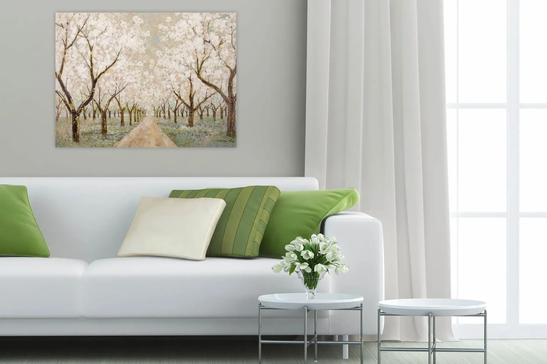 Handgemaltes Gemälde 'Allee voller Blüten' 100x75cm | inkl. Echtheitszertifikat