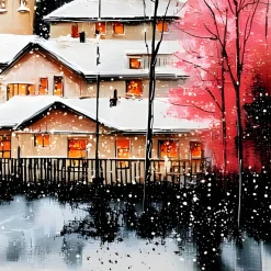 Handgemaltes Gemälde 'Alpenchalet' | Echtheitszertifikat inklusive