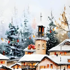 Handgemaltes Gemälde 'Alpenchalet' | Echtheitszertifikat inklusive