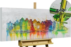 Handgemaltes Gemälde 'Amsterdam Skyline Silhouette' 120x60cm | inkl. Echtheitszertifikat