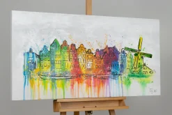 Handgemaltes Gemälde 'Amsterdam Skyline Silhouette' 120x60cm | inkl. Echtheitszertifikat