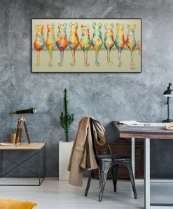 Handgemaltes Gemälde 'A Pride of Housecats' 120x60cm | inkl. Echtheitszertifikat