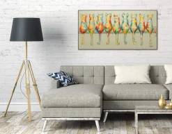 Handgemaltes Gemälde 'A Pride of Housecats' 120x60cm | inkl. Echtheitszertifikat