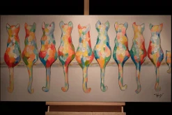 Handgemaltes Gemälde 'A Pride of Housecats' 120x60cm | inkl. Echtheitszertifikat