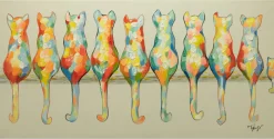 Handgemaltes Gemälde 'A Pride of Housecats' 120x60cm | inkl. Echtheitszertifikat