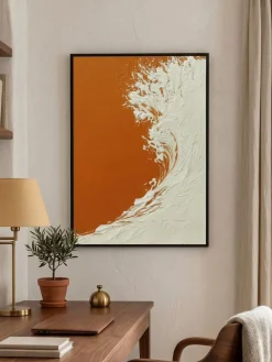 Handgemaltes Gemälde 'Aufrollende Orange Welle' | Echtheitszertifikat inklusive
