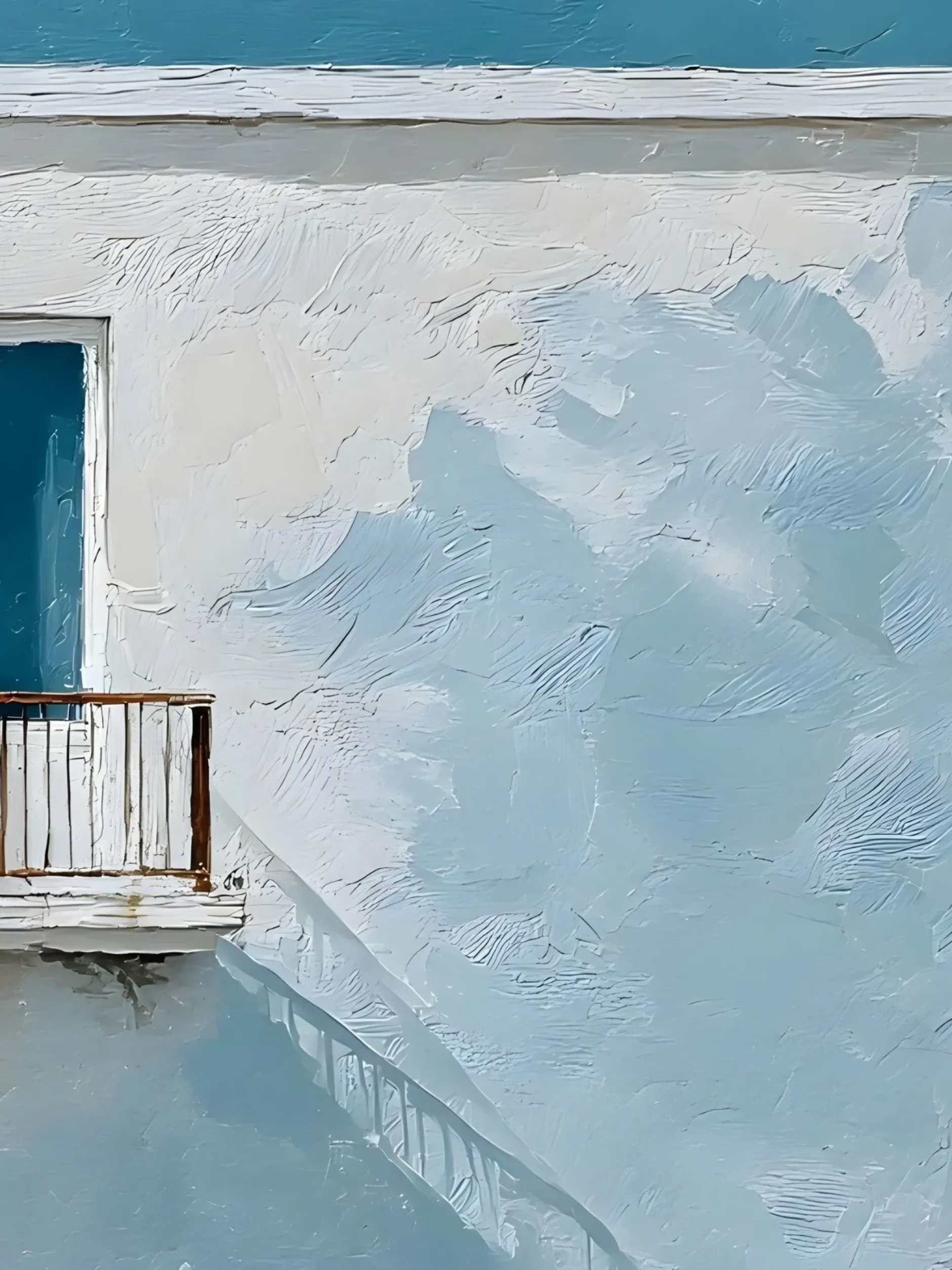 Handgemaltes Gemälde 'Balkon-Meeresblick' | Echtheitszertifikat inklusive