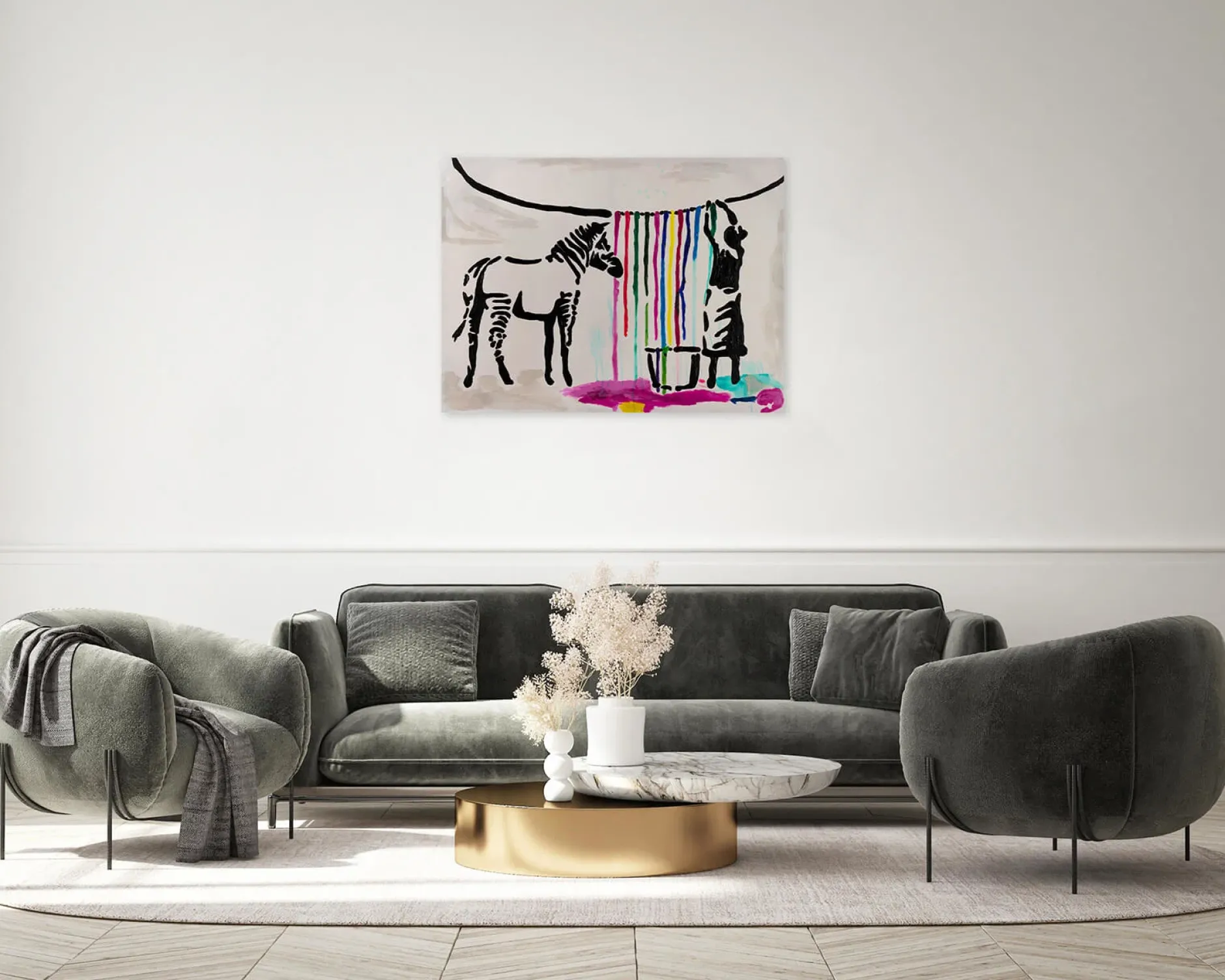 Handgemaltes Gemälde 'Banksy's Laundry Day' 100x75cm | inkl. Echtheitszertifikat