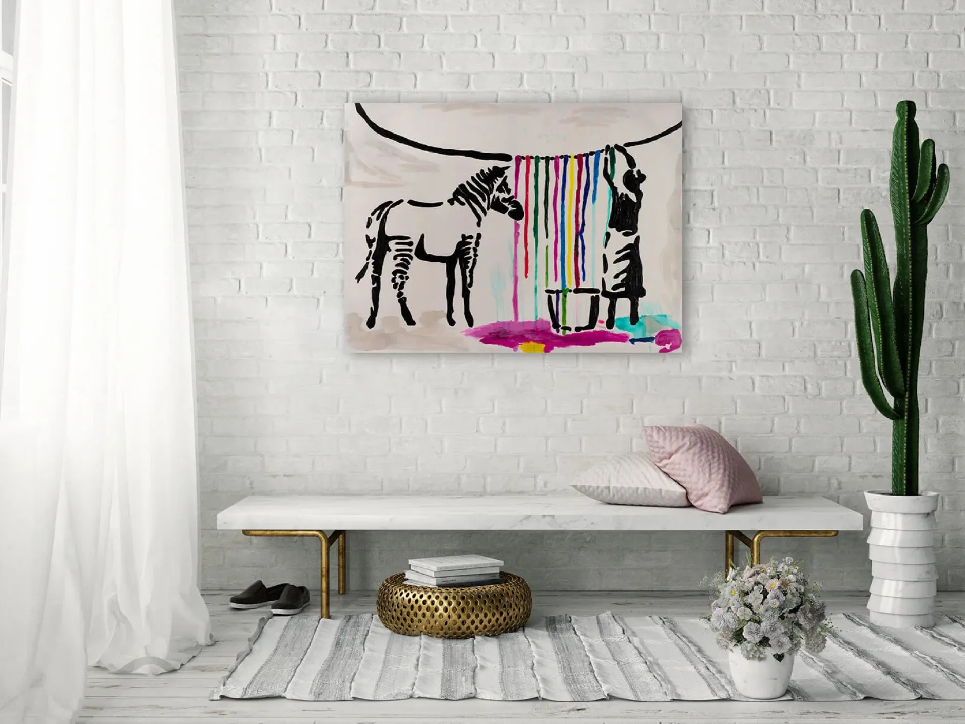 Handgemaltes Gemälde 'Banksy's Laundry Day' 100x75cm | inkl. Echtheitszertifikat