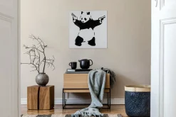 Handgemaltes Gemälde 'Banksy's Fighting Panda' 80x80cm | inkl. Echtheitszertifikat